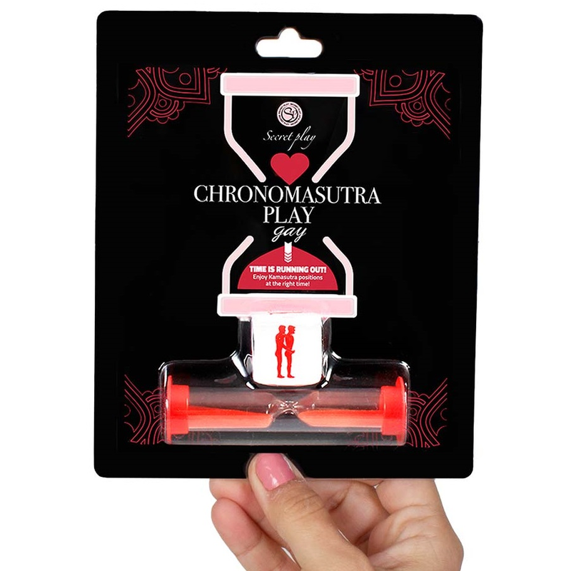 SECRETPLAY Jogo Cronomasutra com Dados e Ampulheta, detalhe dos dados e ampulheta para casais gay.