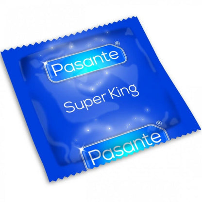 Embalagem de preservativos PASANTE Super King XXL 144 unidades, ideal para tamanhos maiores e segurança.