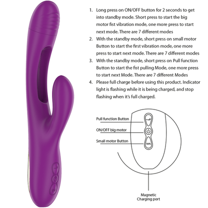 Vibrador feminino INTENSE Apolo roxo com língua oscilante e detalhes dourados.