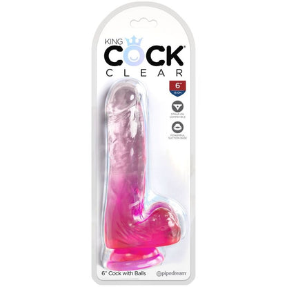 Dildo Realista com Bolas Transparente 13.5 cm Rosa
