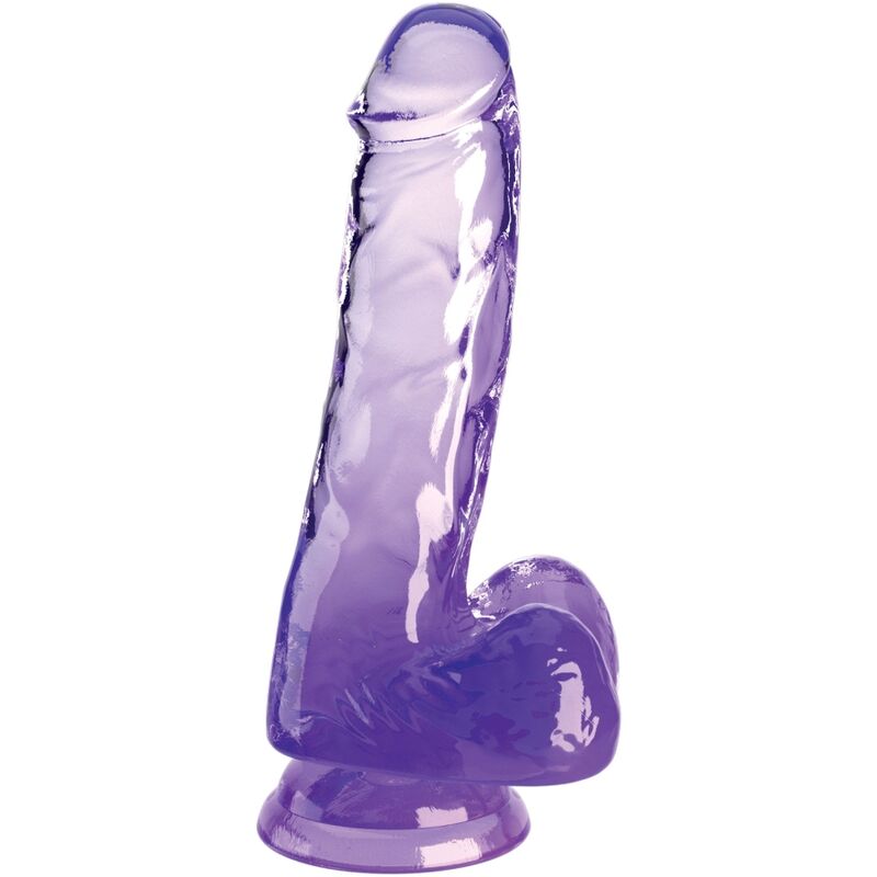 Dildo Realista Clear Pênis com Bolas 13.5 cm Roxo