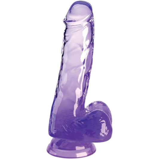 Dildo Realista Clear Pênis com Bolas 13.5 cm Roxo