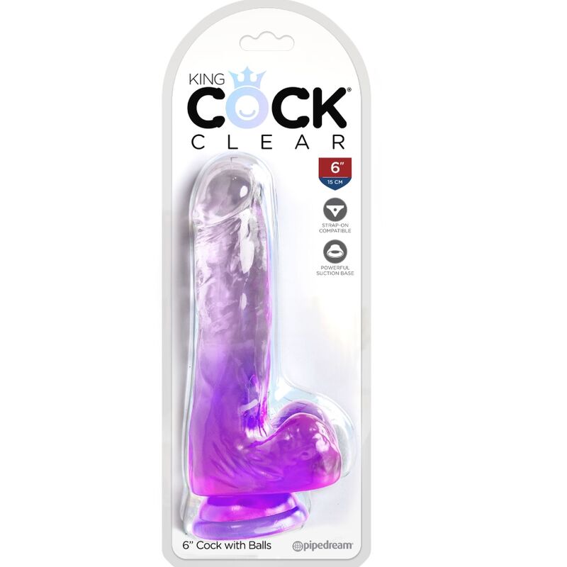Dildo Realista Clear Pênis com Bolas 13.5 cm Roxo