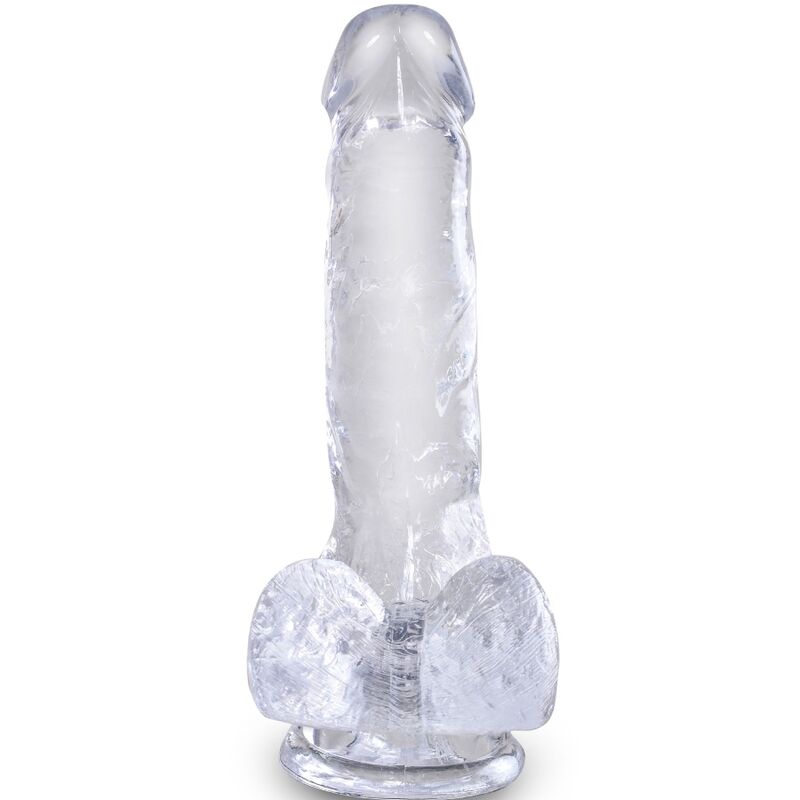 Dildo Realista com Bolas Transparente 13.5 cm