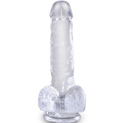 Dildo Realista com Bolas Transparente 13.5 cm