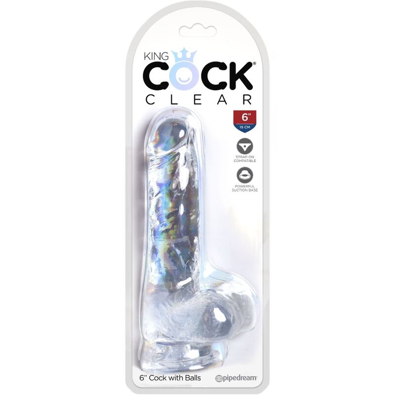 Dildo Realista com Bolas Transparente 13.5 cm