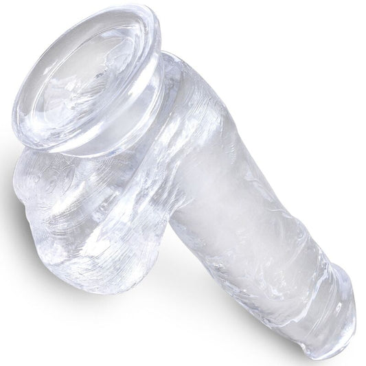 Dildo Realista com Bolas Transparente 13.5 cm
