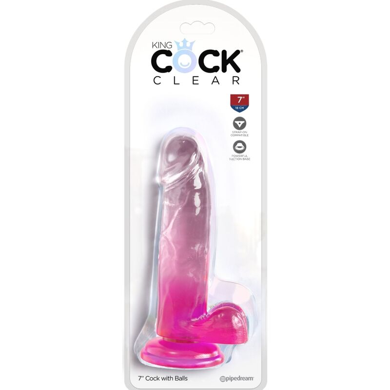 Dildo Realista Clear com Bolas 15.2 cm Rosa