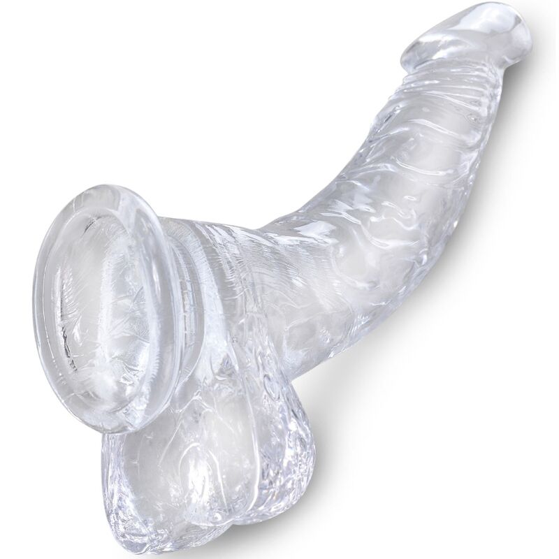 Dildo Curvado Realista Transparente com Bolas - 16.5 cm