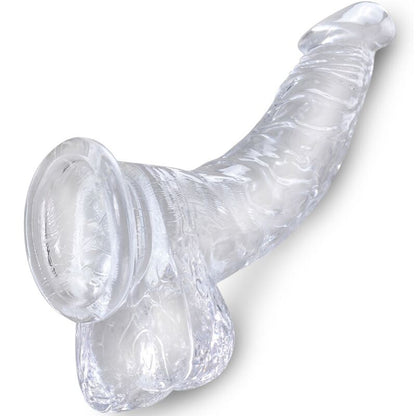 Dildo Curvado Realista Transparente com Bolas - 16.5 cm