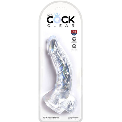 Dildo Curvado Realista Transparente com Bolas - 16.5 cm