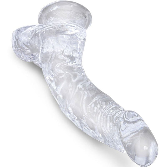 Dildo Curvado Realista Transparente com Bolas - 16.5 cm
