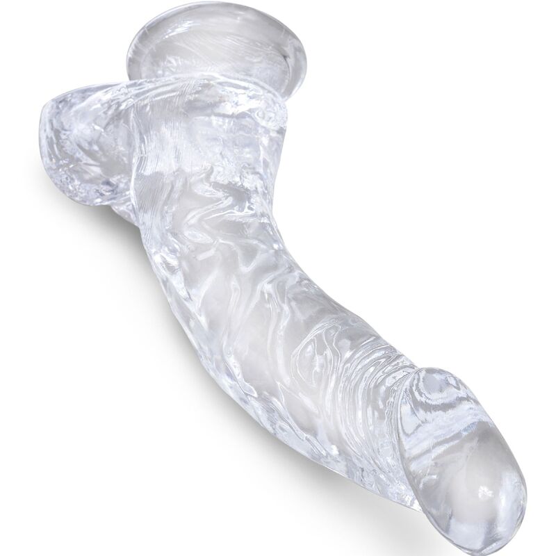 Dildo Curvado Realista Transparente com Bolas - 16.5 cm