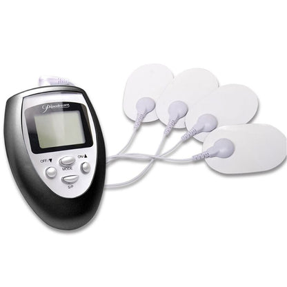Close-up of the FETISH FANTASY SERIES Kit Eletroestimulação Digital, showing the control unit and electrode pads.