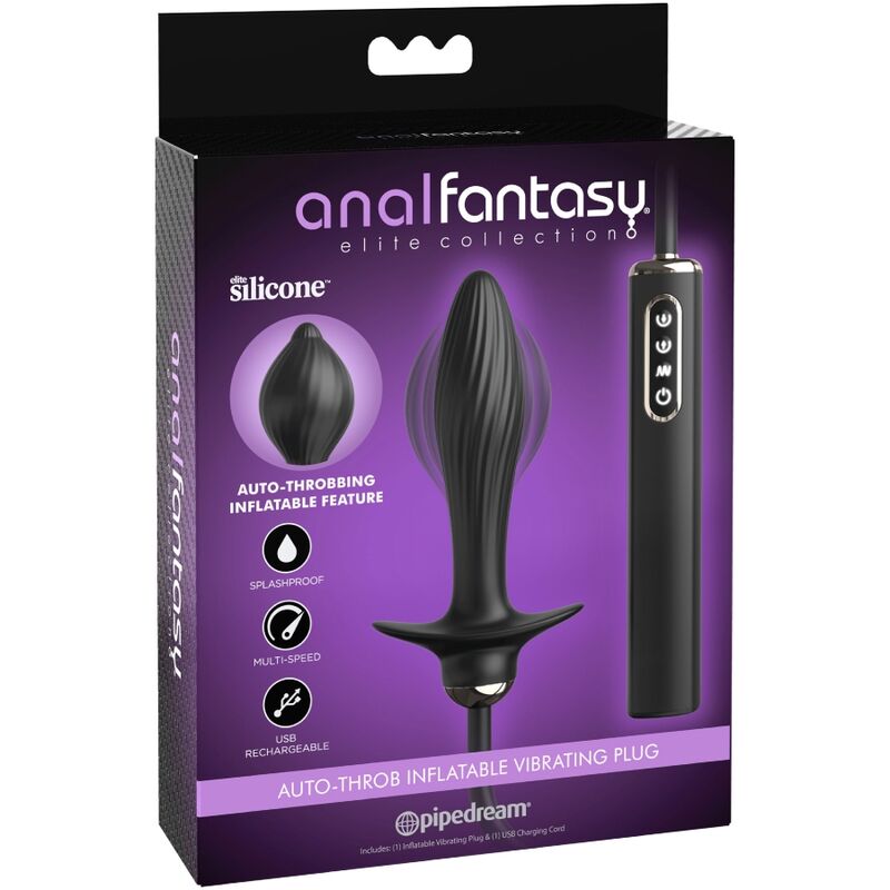 Close-up of the Anal Fantasy Elite Collection Plug Vibratório Inflável Auto-Throb showing its texture and features.