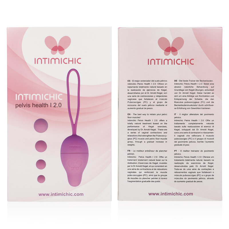 Kit INTIMICHIC Pelvis Health I 2.0 com bolas vaginais para exercícios de Kegel e fortalecimento do assoalho pélvico.