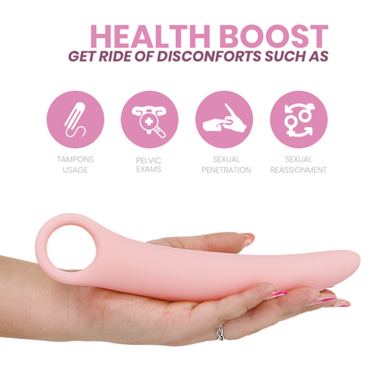 Conjunto INTIMICHIC de 5 dilatadores vaginais de silicone médico para conforto e reabilitação.