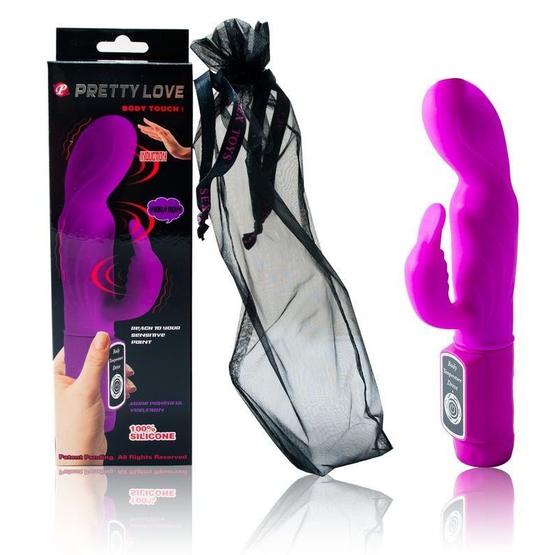 Close-up do PRETTY LOVE Vibrador Body-Touch lilás com sensor de calor corporal, mostrando o design ergonómico e material de silicone.