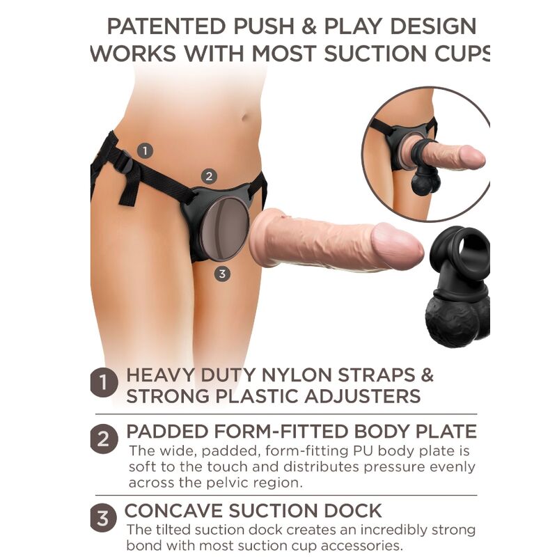 Arnês com Dildo Elite Kit Ajustável Deluxe Anel com Testículos e Dildo 20.3 cm