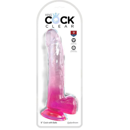 Dildo Clear com Testículos 20.3 cm Rosa