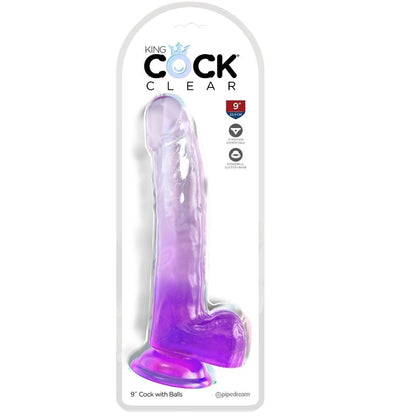 Dildo Realista Transparente com Testículos 20.3 cm Roxo