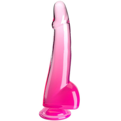 Dildo Realista Clear com Testículos 19 cm Rosa