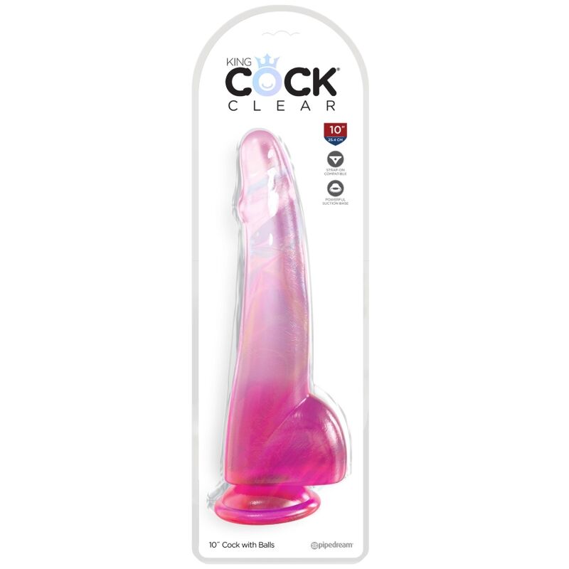 Dildo Realista Clear com Testículos 19 cm Rosa