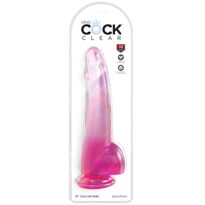 Dildo Realista Clear com Testículos 19 cm Rosa
