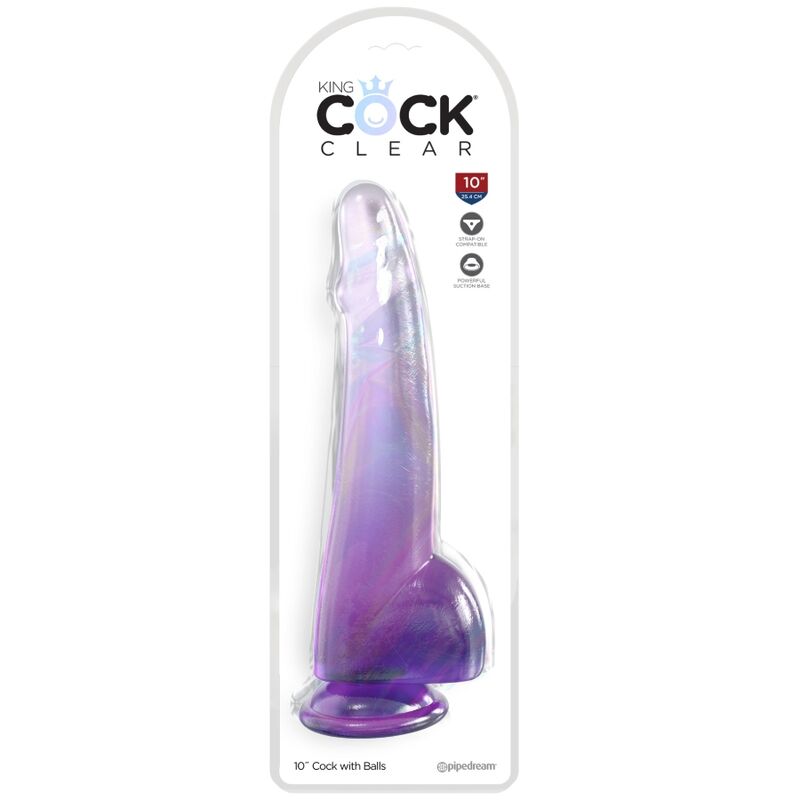 Dildo Realista Transparente com Testículos 19 cm Roxo