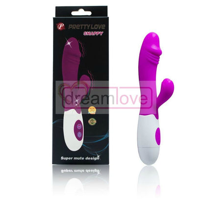 Vista detalhada do Vibrador Pretty Love Snappy Lilás, destacando seu design ergonômico e material suave.