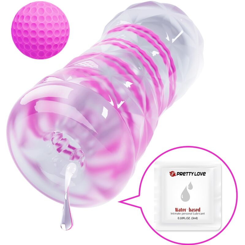 Close-up do Masturbador Masculino PRETTY LOVE Fantasy, mostrando a espiral interna e as bolas transparentes.