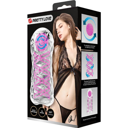 Close-up do Masturbador Masculino PRETTY LOVE Fantasy, mostrando a espiral interna e as bolas transparentes.