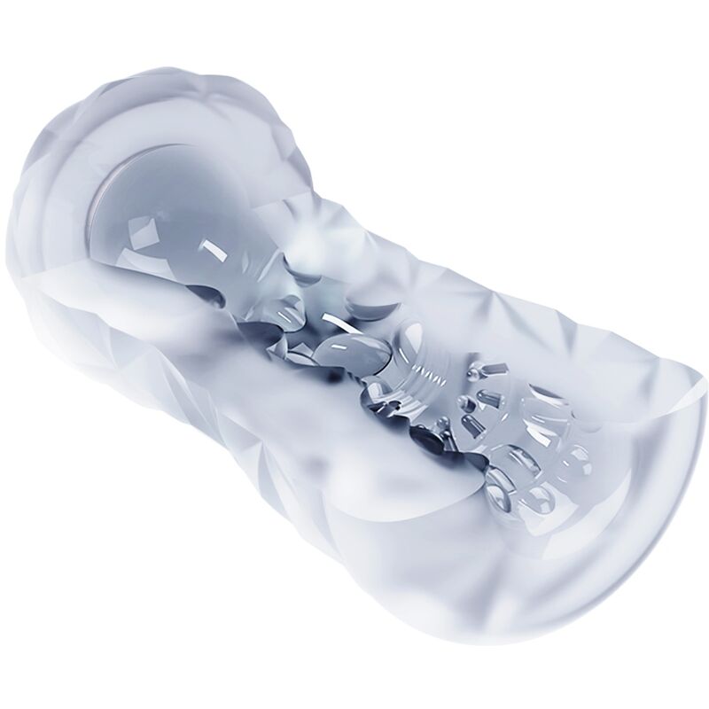Close-up do Masturbador Masculino PRETTY LOVE Fantasy, mostrando a espiral interna e as bolas transparentes.