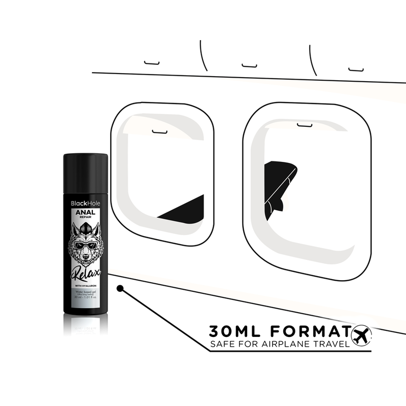 Imagem do Black Hole Lubrificante Anal Relaxante e Dilatador com Hialuron 30ml, mostrando a embalagem do produto.