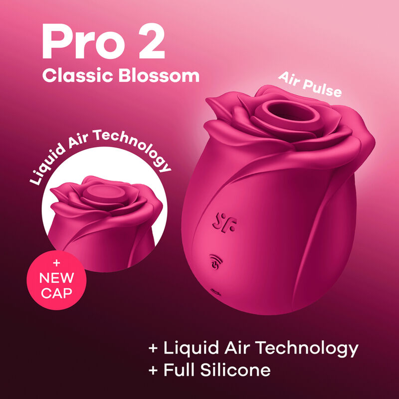 Vibrador Satisfyer Air Pulse Pro 2 Classic Blossom com design floral e tecnologia Liquid Air