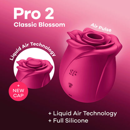Vibrador Satisfyer Air Pulse Pro 2 Classic Blossom com design floral e tecnologia Liquid Air
