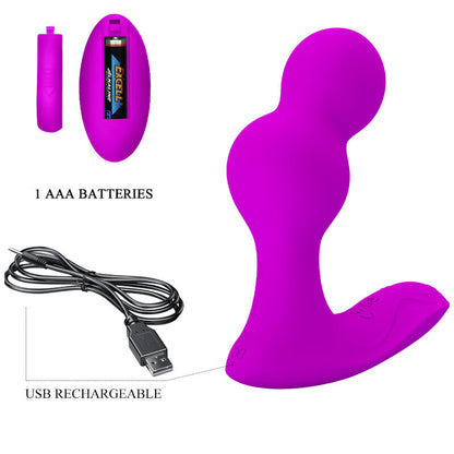 PRETTY LOVE Vibrador Anal Terrance com Controle Remoto para Próstata em silicone macio.