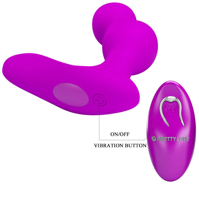 PRETTY LOVE Vibrador Anal Terrance com Controle Remoto para Próstata em silicone macio.