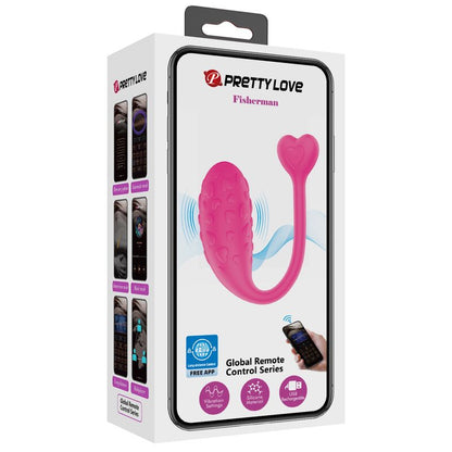 PRETTY LOVE Ovo Vibratório Rosa Fisher Controlado por Aplicativo, para prazer discreto e estimulação remota.