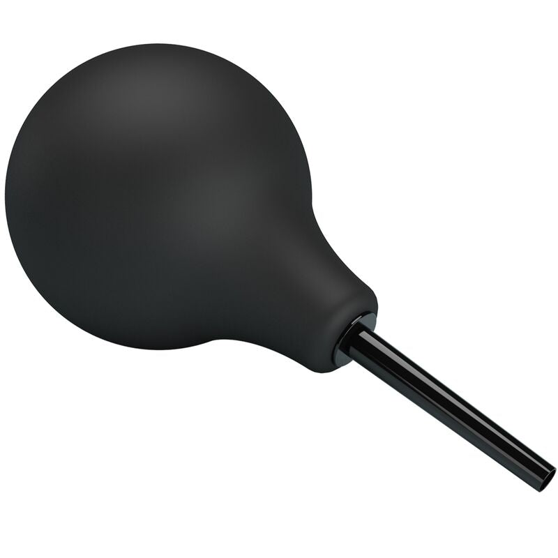 Chuveiro Anal Pera MR PLAY 224ml preto para higiene íntima segura e confortável.