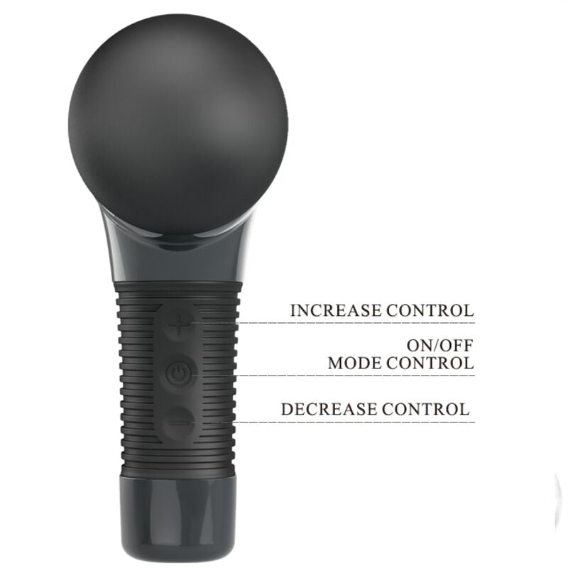 Imagem do Pretty Love Massageador Recarregável 7 Funções 5 Velocidades, mostrando seu design ergonómico e a cabeça flexível.