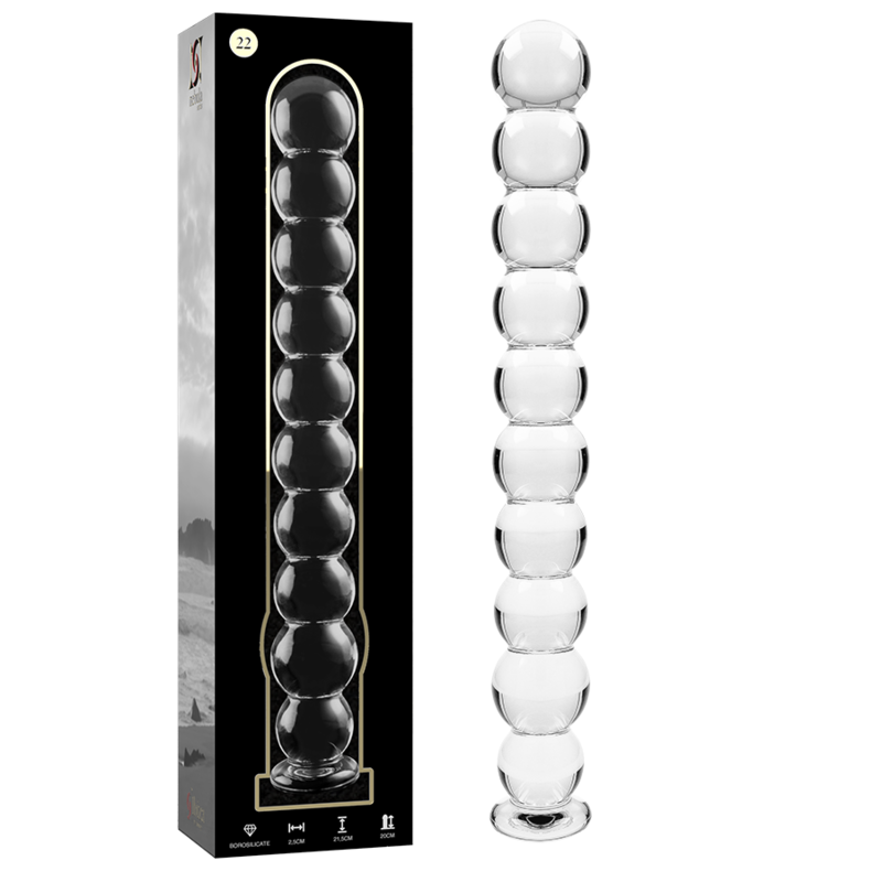Dildo Modelo 22 de Vidro Borosilicato Transparente 21.5 cm x 2.5 cm