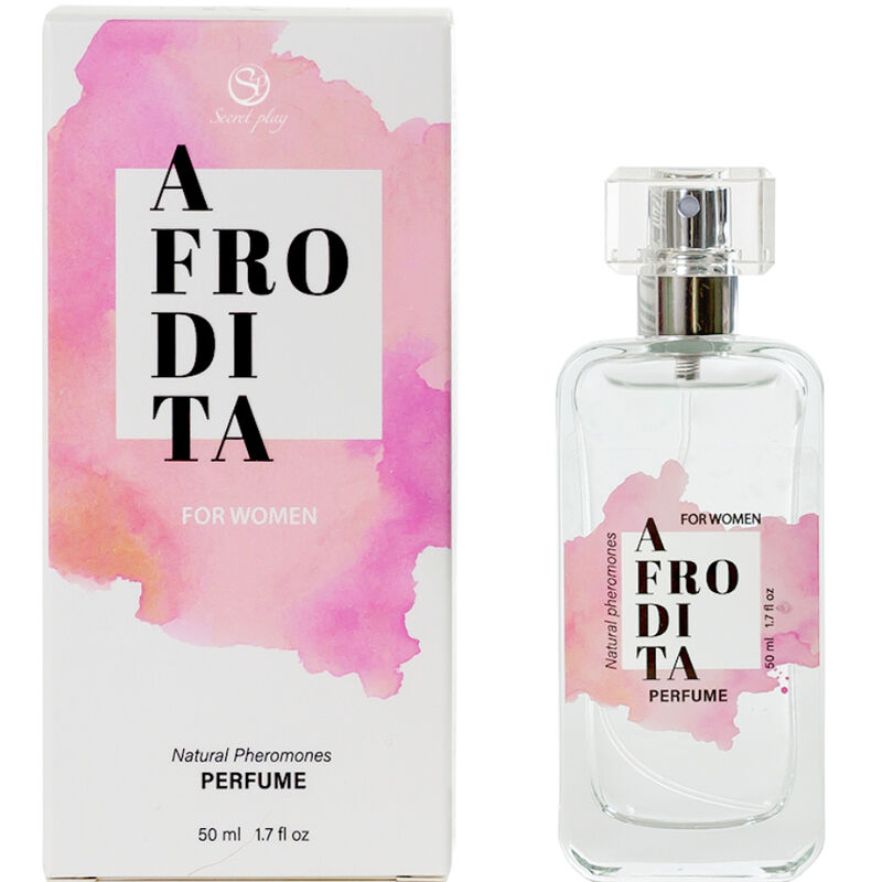 Detalhe do SECRETPLAY Perfume Spray Afrodite Feromônios Naturais 50ml com aroma de caramelo.