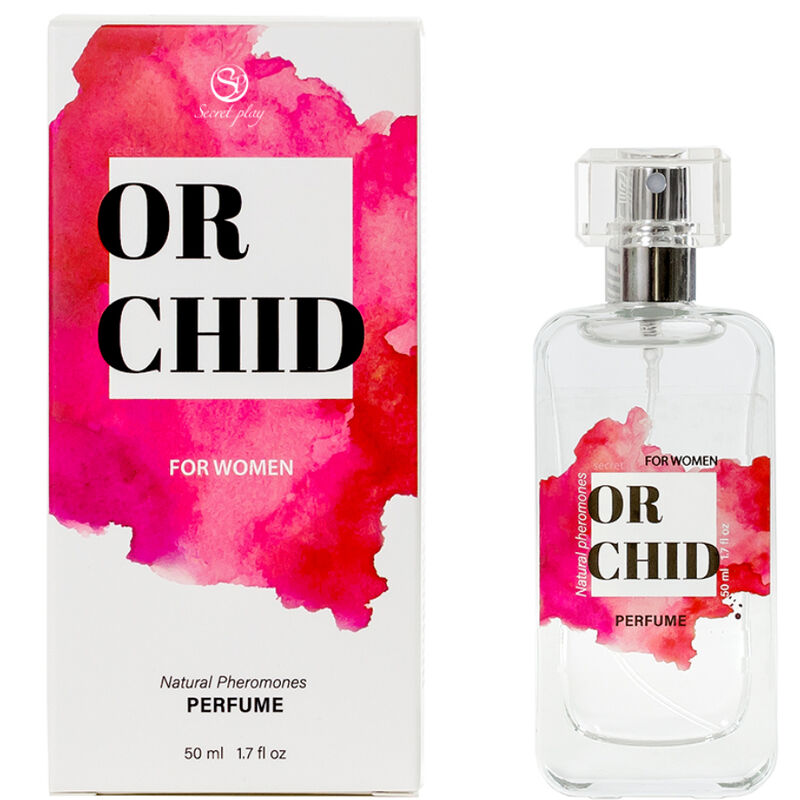 Frasco de perfume spray SECRETPLAY de feromonas naturais com aroma de orquídea e baunilha, 50ml.
