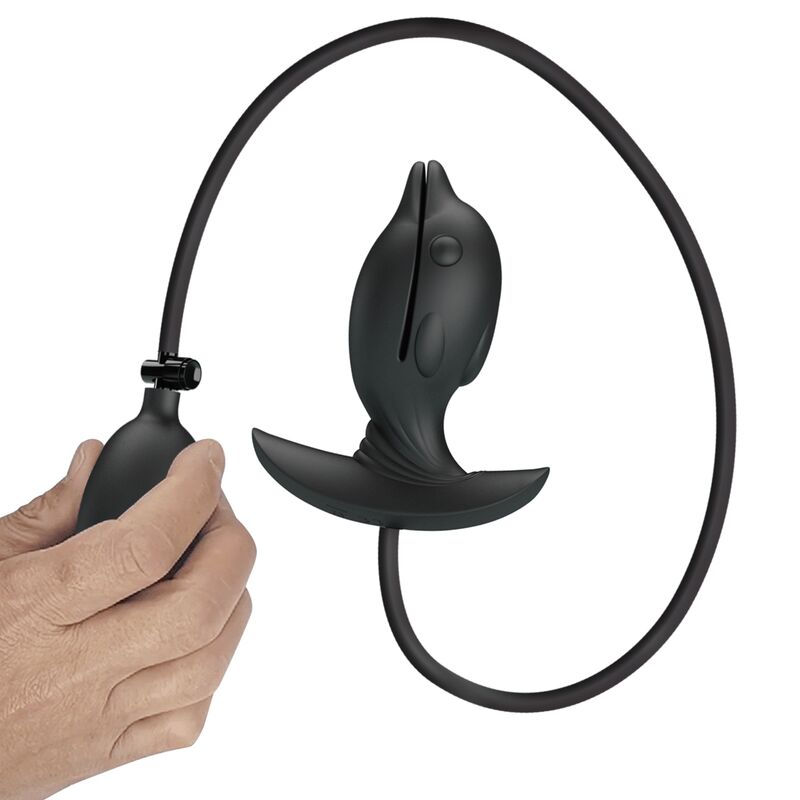 Plug Anal PRETTY LOVE Delfim Inflável e Recarregável em silicone macio com controle de vibração e expansão.
