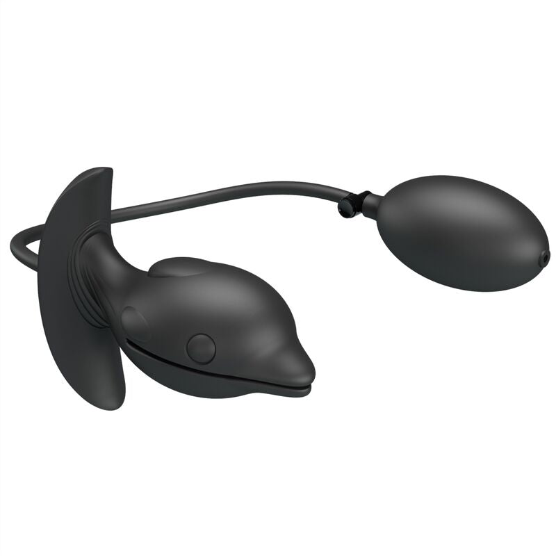 Plug Anal PRETTY LOVE Delfim Inflável e Recarregável em silicone macio com controle de vibração e expansão.