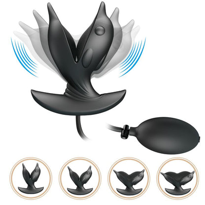 Plug Anal PRETTY LOVE Delfim Inflável e Recarregável em silicone macio com controle de vibração e expansão.