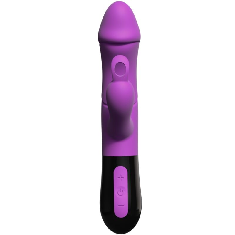 Close-up do ADRIEN LASTIC Ares 2.0, um vibrador coelho violeta com design ergonómico e ponta curva para estimulação do ponto G e clitóris.