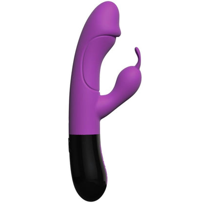 Close-up do ADRIEN LASTIC Ares 2.0, um vibrador coelho violeta com design ergonómico e ponta curva para estimulação do ponto G e clitóris.