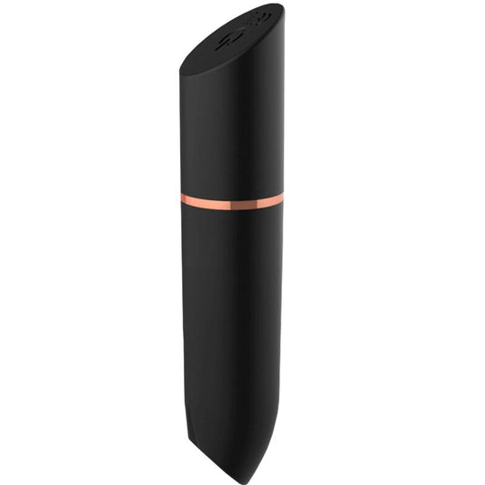 Bala Vibratória ADRIEN LASTIC Rocket preta, compacta e recarregável, para estimulação externa.